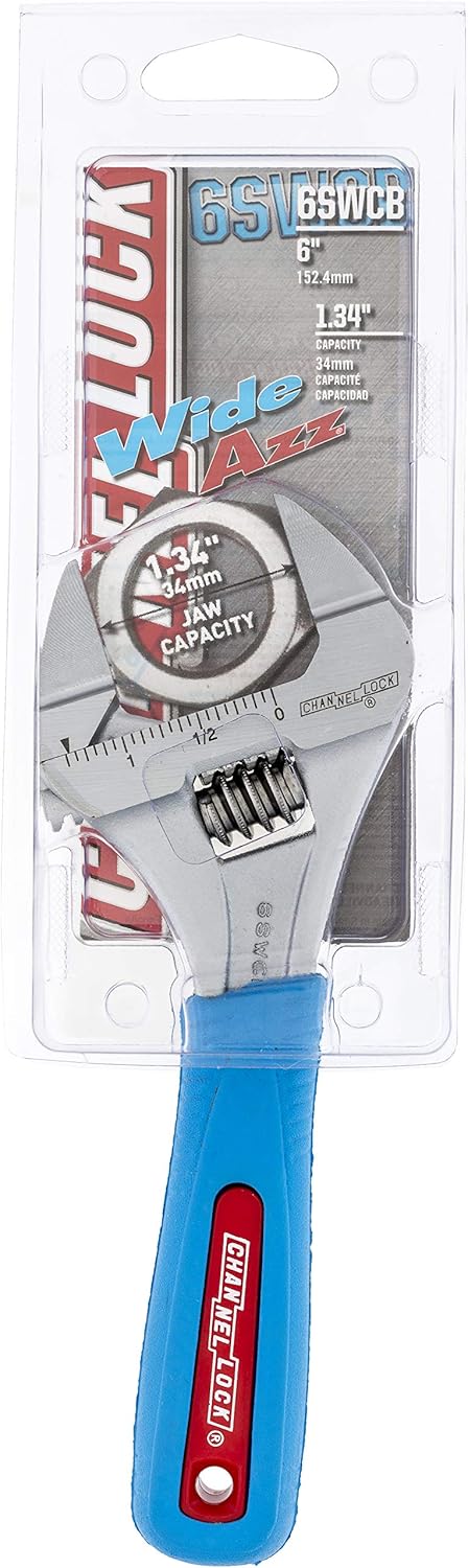 CHANNELLOCK Channellock 6SWCB Xtra Slim Jaw Adjustable Wrench 6 Inches Chrome Vanadium Steel