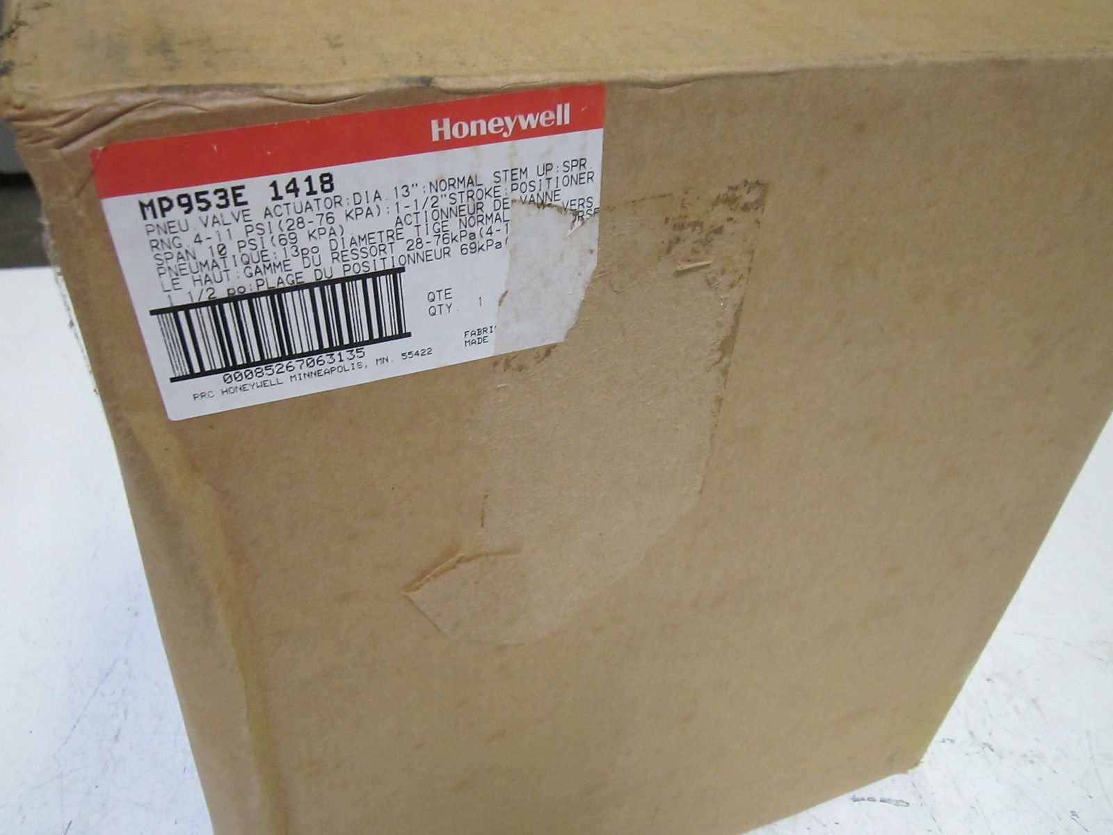 HONEYWELL Honeywell MP953E1418 Pneumatic Coil Direct-Acting Damper Actuator