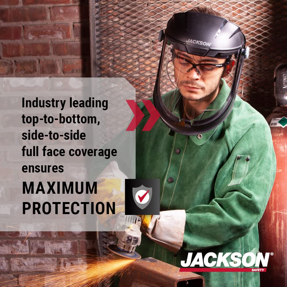 JACKSON SAFETY Jackson Safety 14201 MAXVIEW Premium Face Shield Lightweight with 370 Speed Dial Ratcheting Headgear Anti Fog Coating