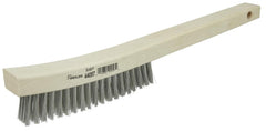 Weiler 44057 Curved Handle Scratch Brush 14 L 4X18 Rows Stainless Steel Wire Wood Handle
