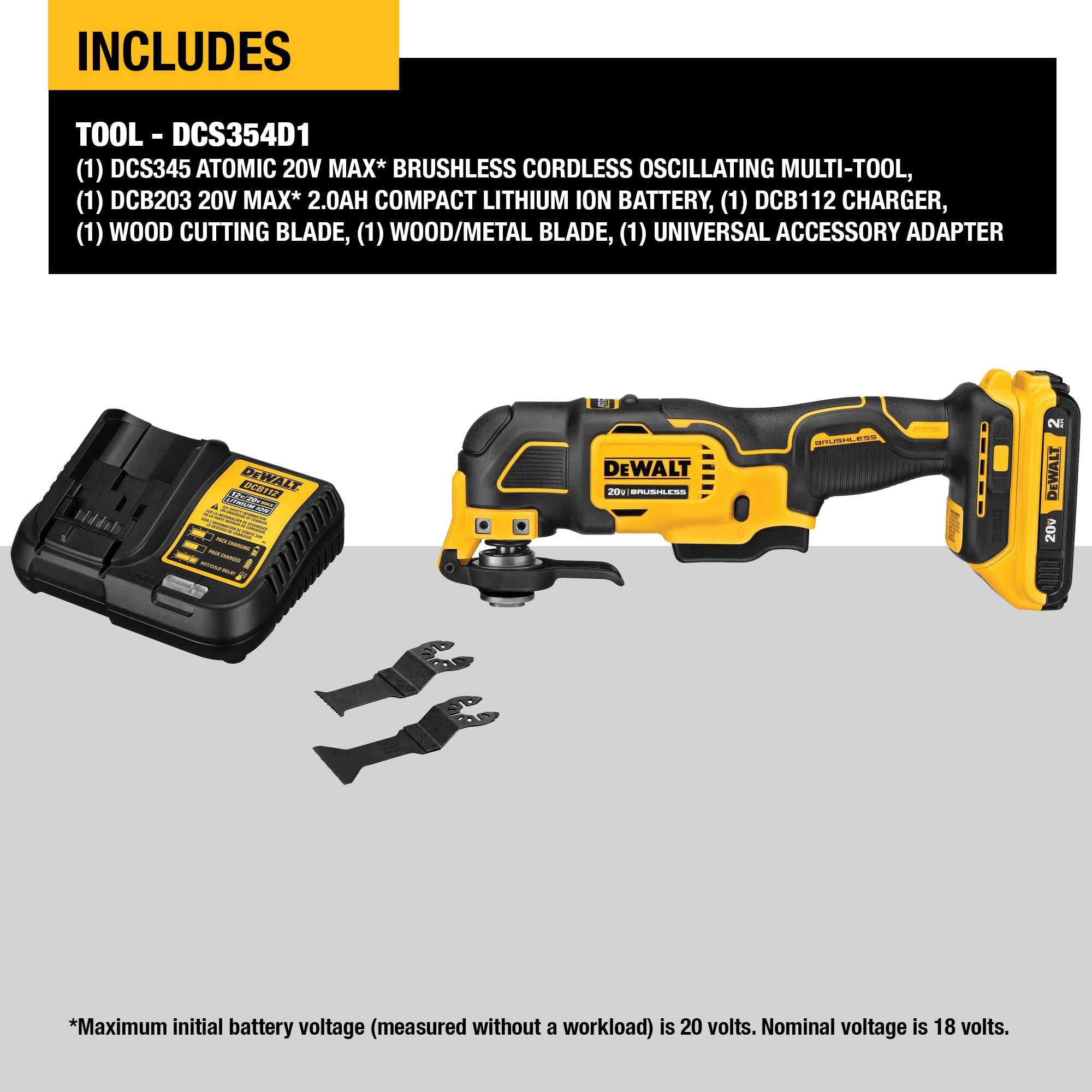 DEWALT DeWalt DCS354D1 ATOMIC 20V MAX Brushless Cordless Oscillating Multi-Tool Kit
