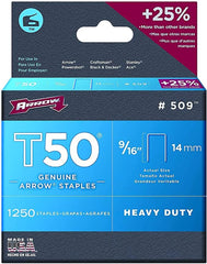 Arrow Fastener 50924 T50 Series Flat Crown Staple, 3/8 Crown, 9/16 Leg