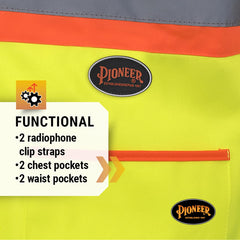 Pioneer V1023560U-XL Hi Vis Tricot Sleeved Safety Vest Yellow Green X-Large