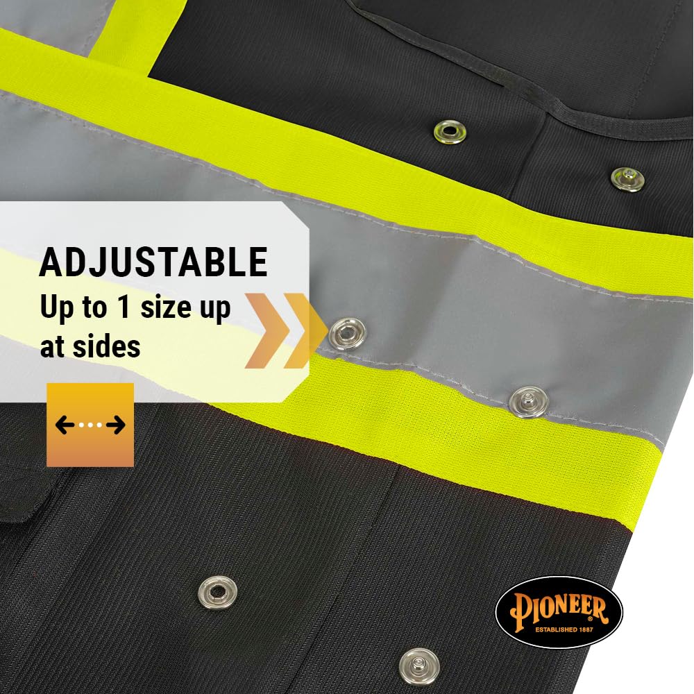 PIONEER Pioneer V1021571U-2/3XL Safety Vest - Hi Vis Reflective Solid Neon, 8 Pockets, Adjustable for Construction & Traffic Work