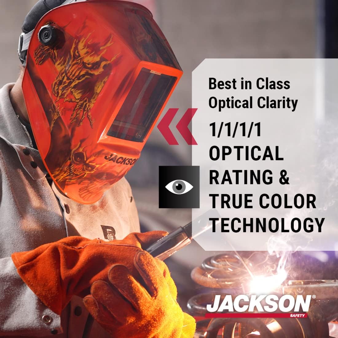JACKSON SAFETY Jackson Safety 47101 Premium Auto Darkening Welding Helmet 3/5-13 Shade Range 1/1/1/1 Optical Clarity