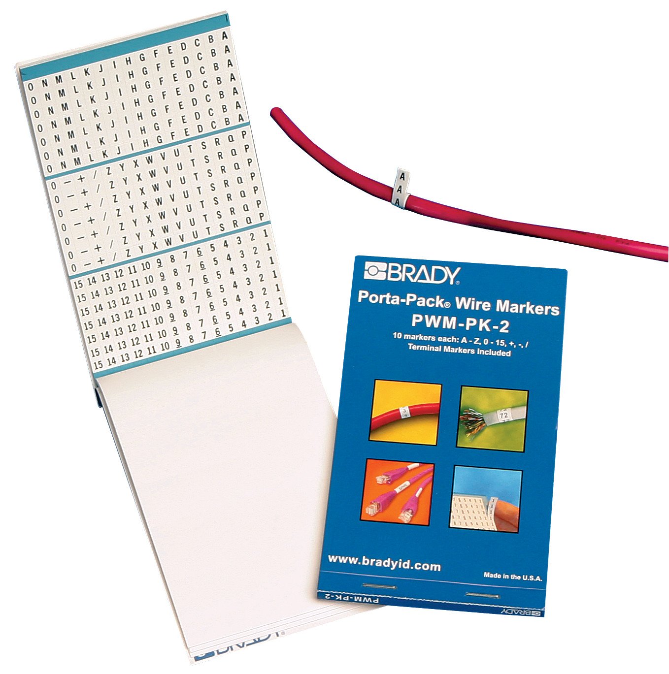 BRADY Brady PWM-PK-2 Wire Marker Book Pre-Printed Black on White