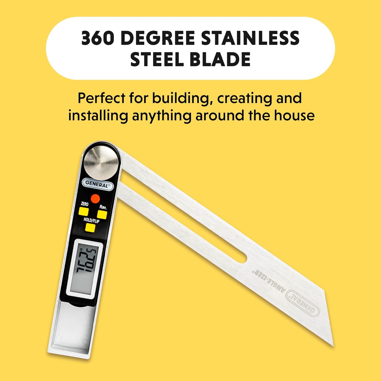 GENERAL TOOLS General Tools 828 T-Bevel Gauge & Protractor Digital Angle Finder with 8 Inch Stainless Steel Blade