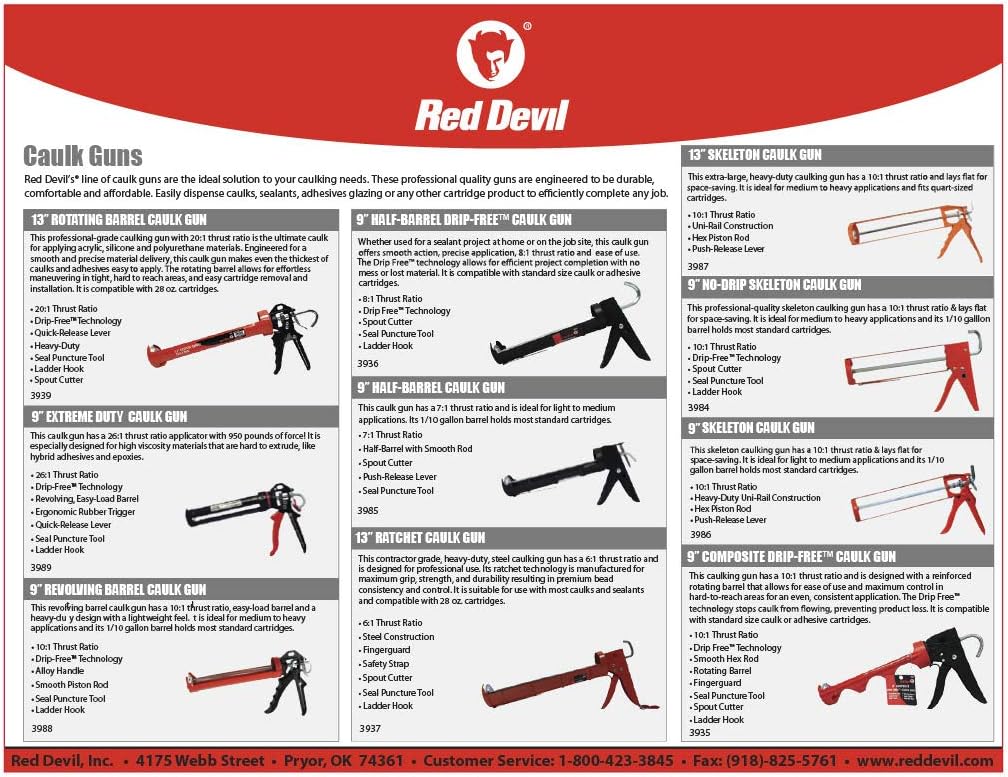 RED DEVIL Red Devil 3987 Skeleton Caulk Gun 13