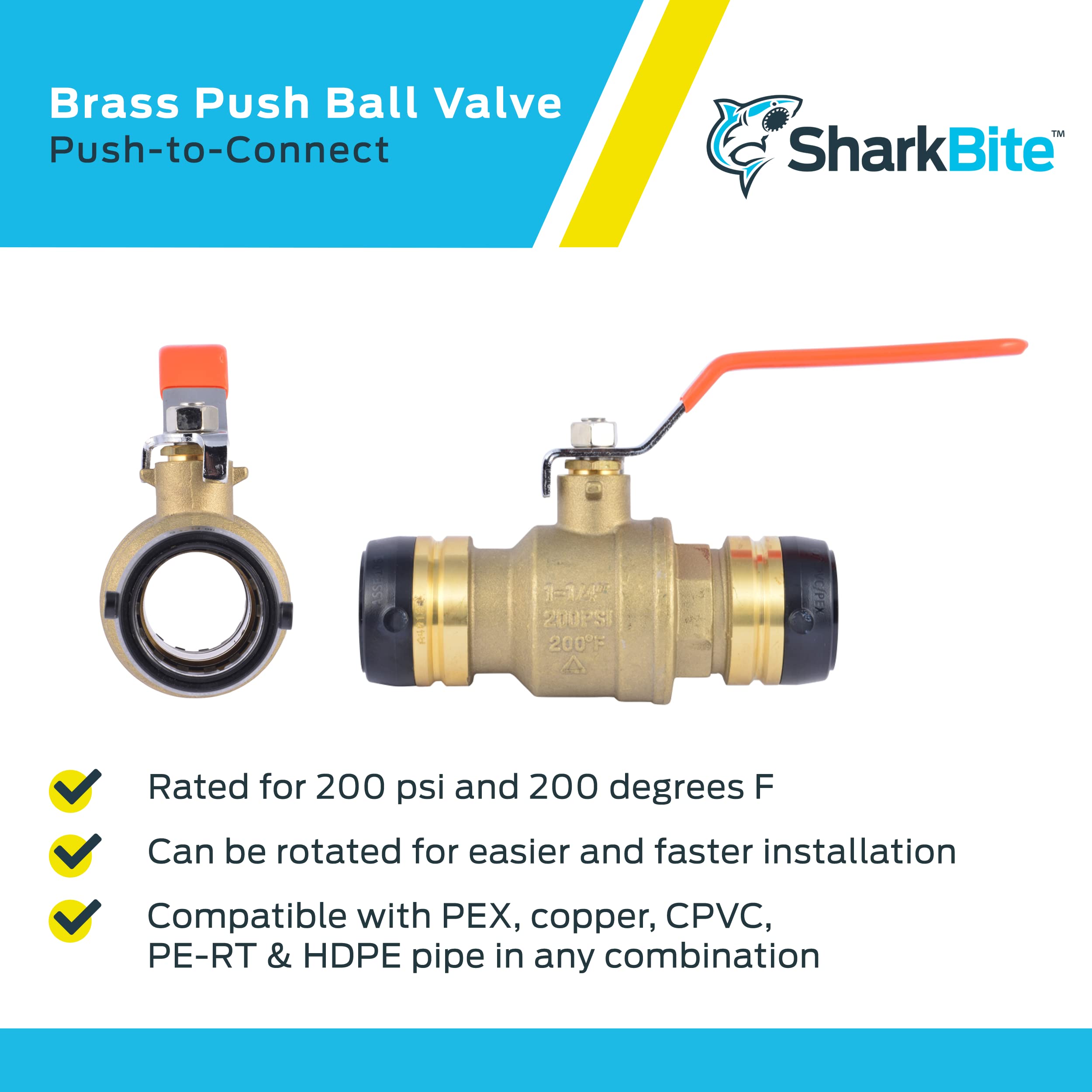 SHARKBITE SharkBite UXLBV35 Ball Valve 1-1/4 in Push to Connect