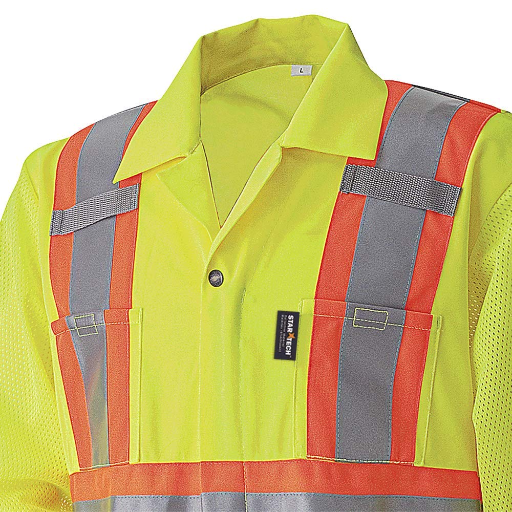 PIONEER Pioneer V1070160U-2XL High Visibility Polyester Knit Traffic Safety Coverall with Mesh Ventilation Panels Reflective Tape Leg Zippers Yellow Green Unisex 2XL