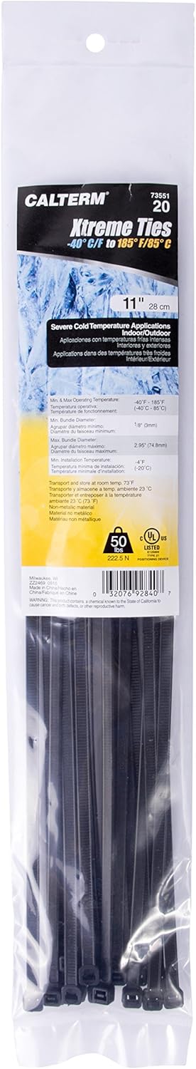 GARDNER BENDER Gardner Bender 46-421UVB Heavy-Duty Cable Tie, 21 inch, 180 lbs Tensile Strength, 50 Pack, UV Black