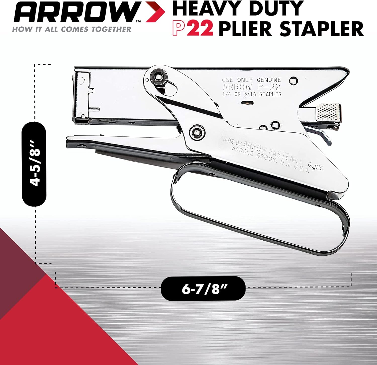 ARROW FASTENER Arrow Fastener P22 Heavy Duty Handheld Plier Stapler for Crafts, Office, and Insulation, Uses 1/4-Inch and 5/16-Inch Staples