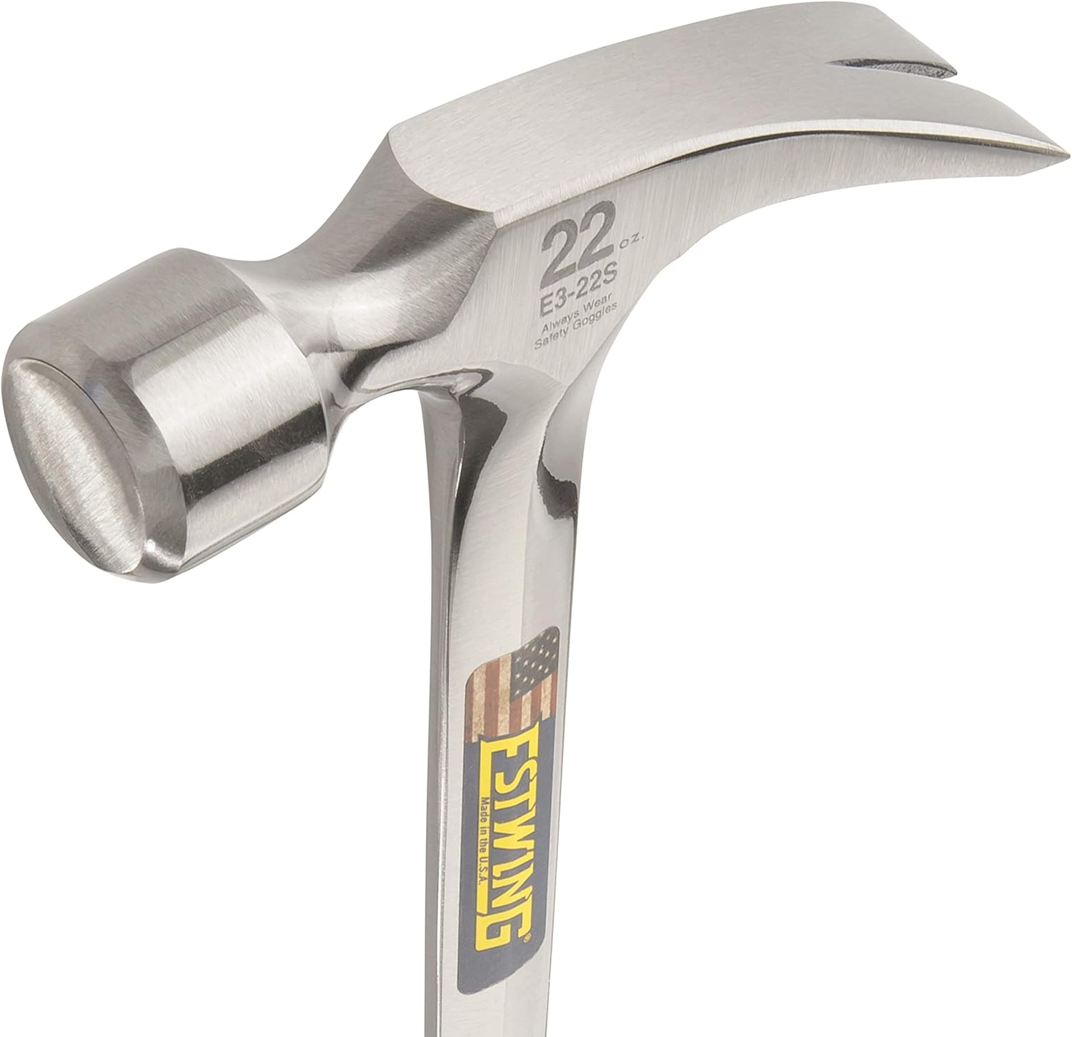ESTWING Estwing E3-22S 22 oz Straight Claw Hammer Smooth Face Shock Reduction Grip