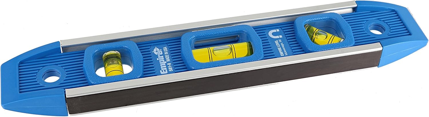 EMPIRE LEVEL Empire Level 581-9 9-Inch Dark Blue Aluminum-Sided Torpedo Level with Overhead Viewing Slot