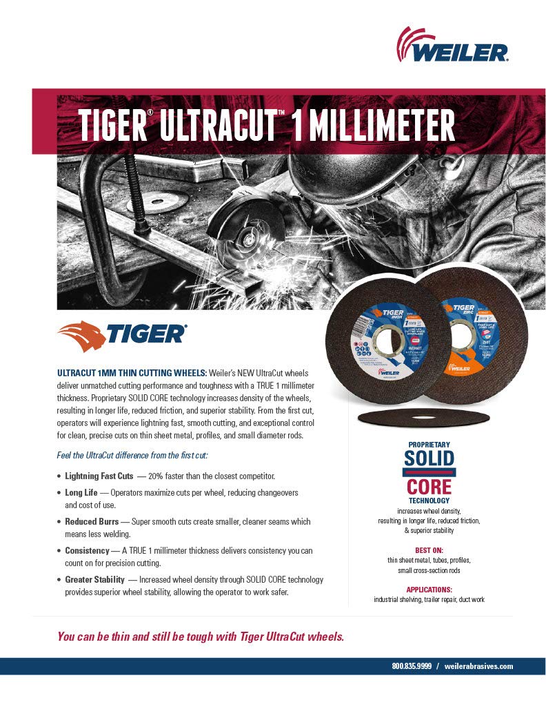 WEILER Weiler 58130 4-1/2 Inch Cutting Wheel Tiger INOX Stainless Steel Ultracut 1 mm Contaminant-Free Pack of 50