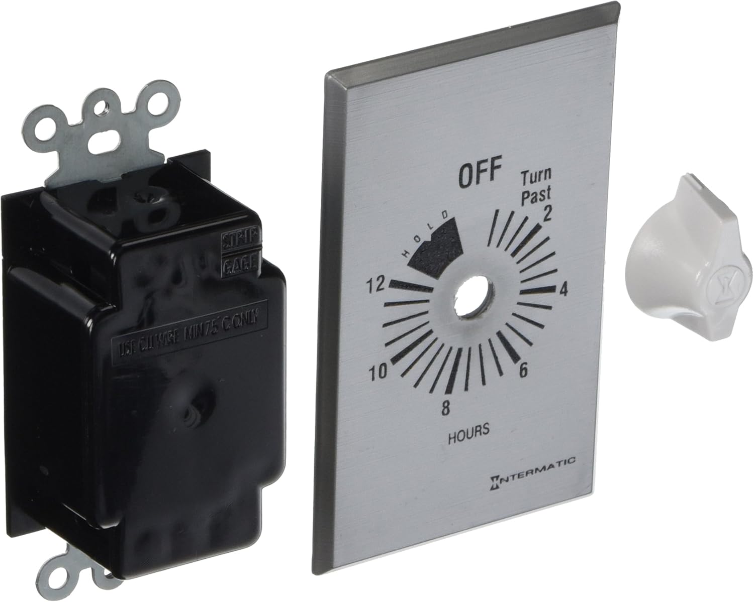 INTERMATIC Intermatic FF12HHC 12-Hour Spring Loaded Wall Timer, Brushed Metal Finish