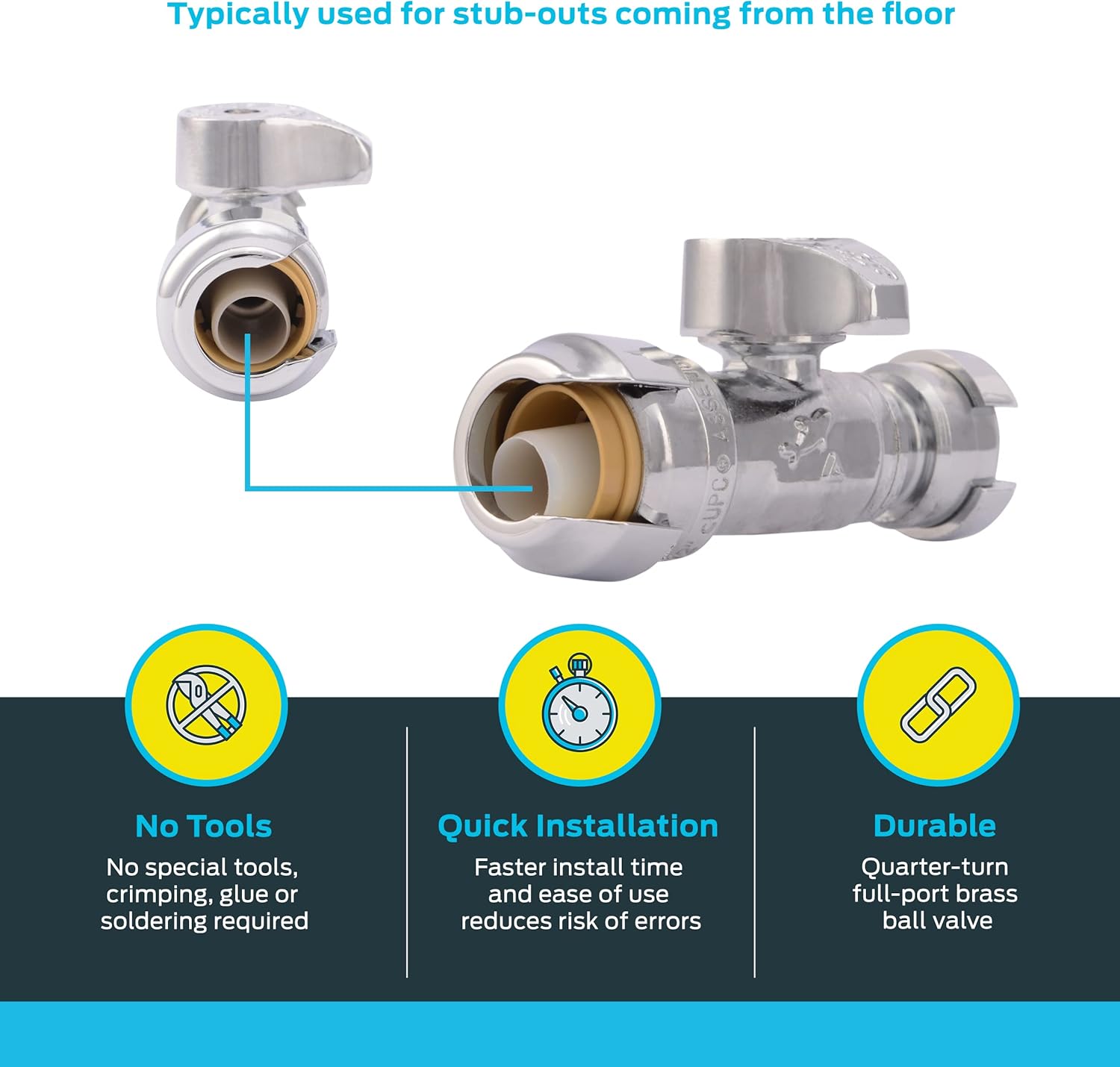 SHARKBITE SharkBite 23049-0000LF Straight Stop Valve 1/2 Push to Connect x 1/4 Inch