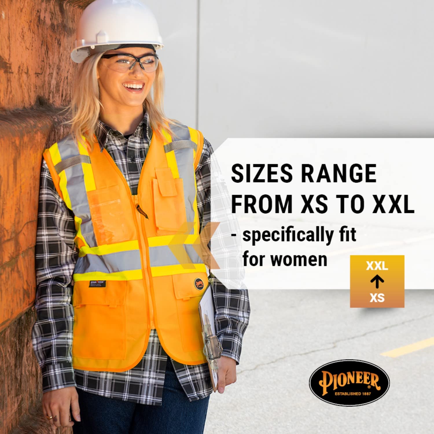 PIONEER Pioneer V1021850U-M Safety Vest for Women - Hi-Vis Reflective Tape - Medium - Class 2 ANSI