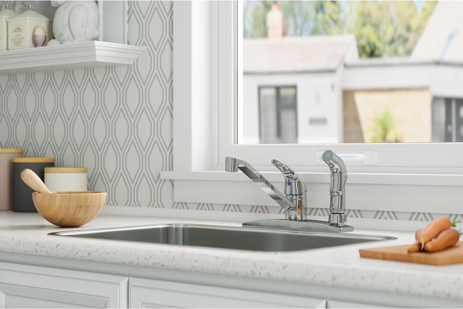 PFISTER Pfister G134-3444 Pfirst Series 1-Handle Kitchen Faucet with Side Spray in Polished Chrome