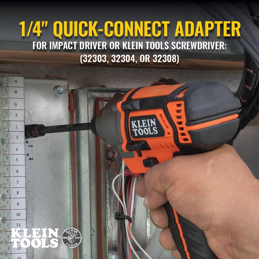 KLEIN TOOLS Klein Tools 32767 Impact Driver, 3-in-1 Impact Flip Socket and Bit Holder, 1/4-Inch and 5/16-Inch Hex Drivers, 5-Inch Length