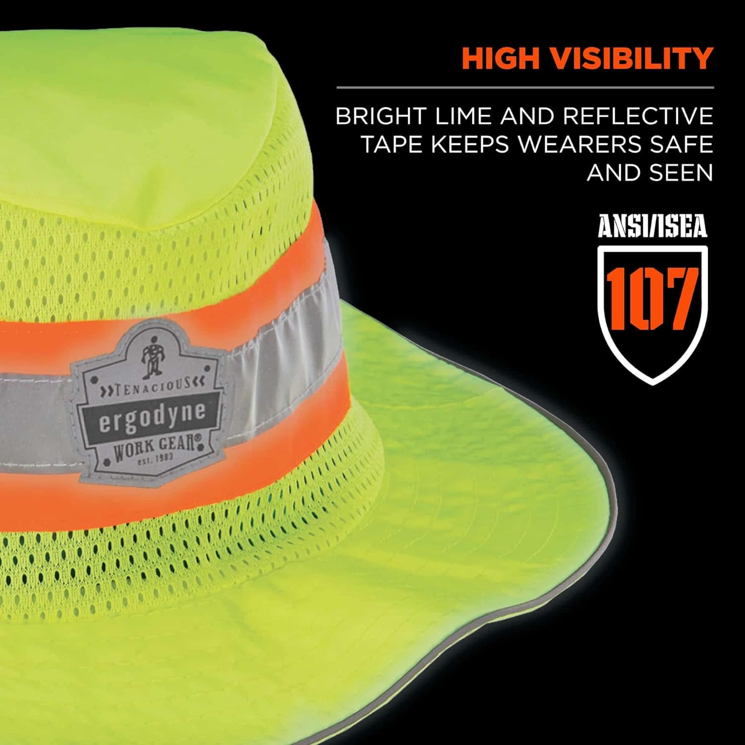 ERGODYNE Ergodyne 23260 Hi-Vis Ranger Sun Hat Lime Large-X-Large