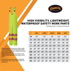 Pioneer V1090260U-M High Visibility Lightweight Waterproof Safety Work Pants Yellow/Green M