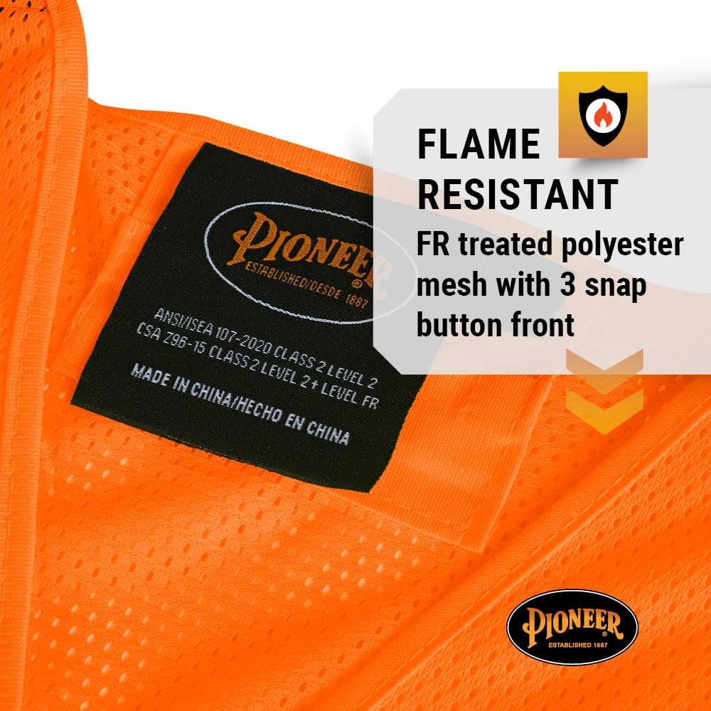 PIONEER Pioneer V2510850U-L/XL High Visibility Flame Resistant Vest Orange Large / XL