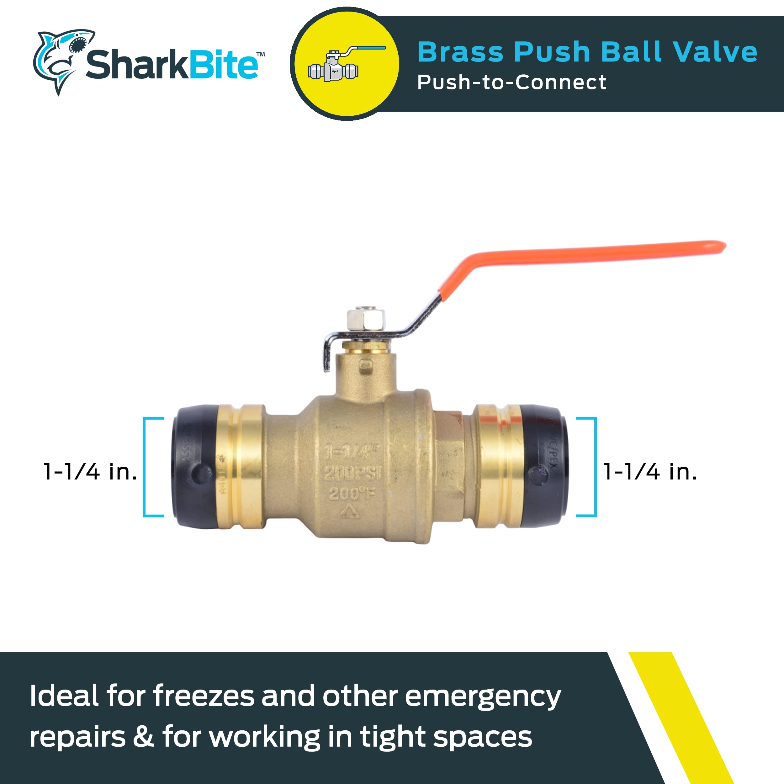SHARKBITE SharkBite UXLBV35 Ball Valve 1-1/4 in Push to Connect
