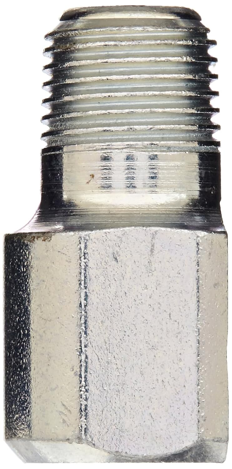 ALEMITE Alemite 44701 Elbow Body Adapter 90 Degree Angle OAL 1 Shank Length 7/16 1/8 Female NPTF 1/8 Male PTF SAE Short