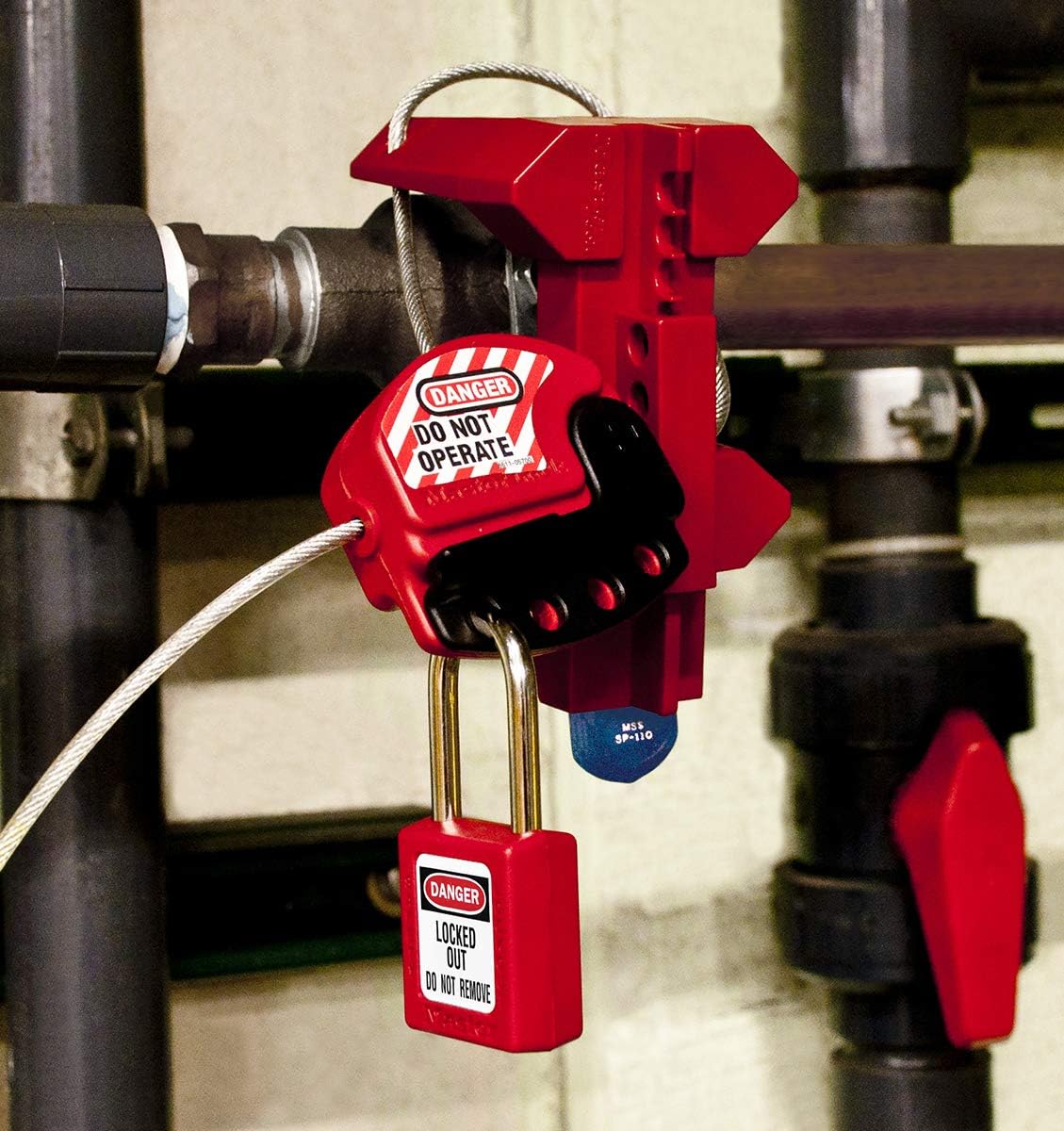 MASTER LOCK Master Lock 410KARED Lockout Tagout Safety Padlock with Key, Keyed-Alike