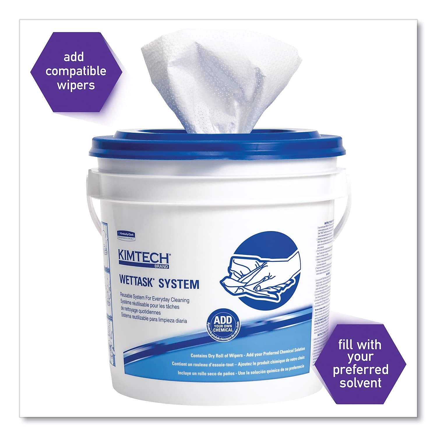 KIMTECH Kimtech 51677 WetTask HDPE Wiping System Bucket 1 gal 4/Carton
