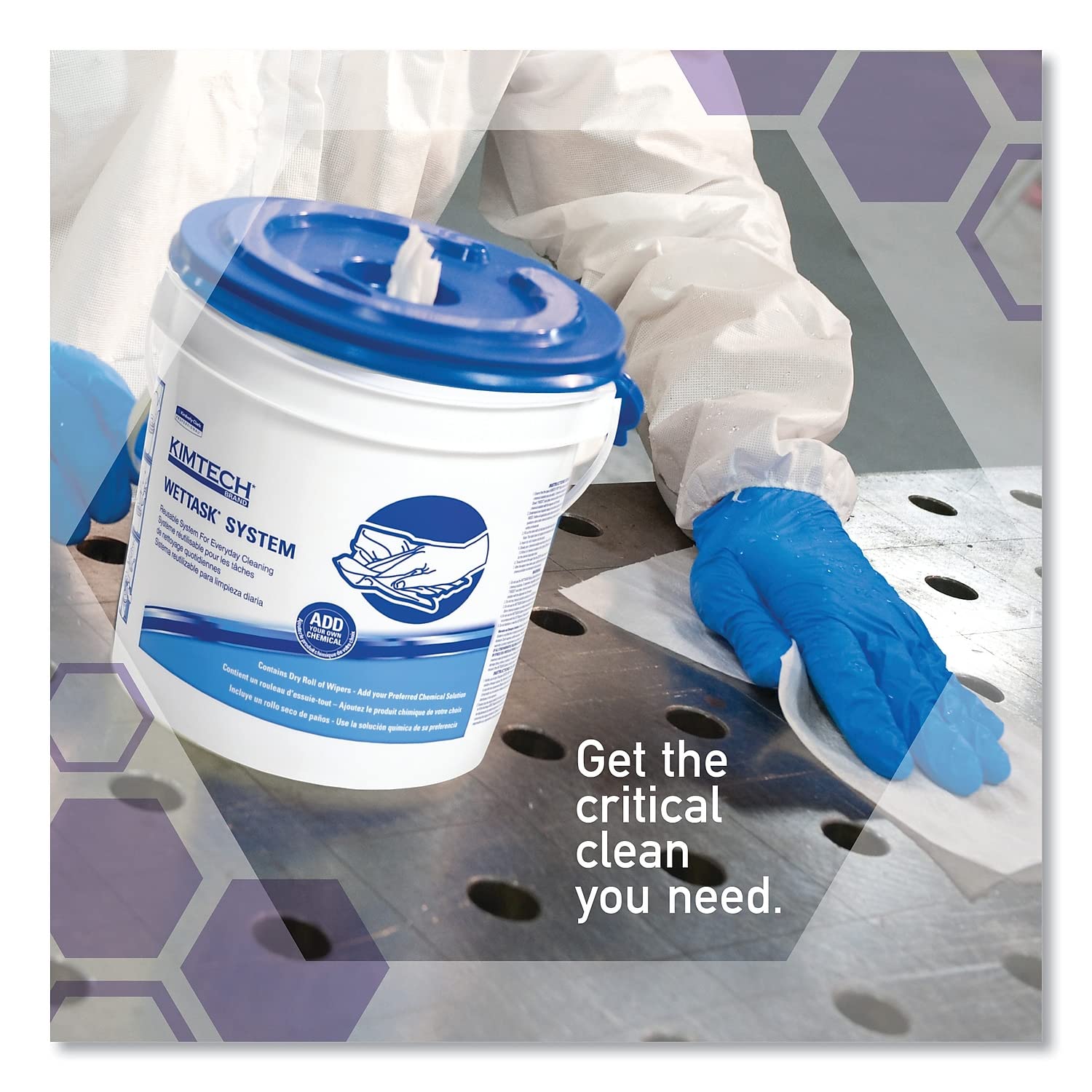 KIMTECH Kimtech 51677 WetTask HDPE Wiping System Bucket 1 gal 4/Carton