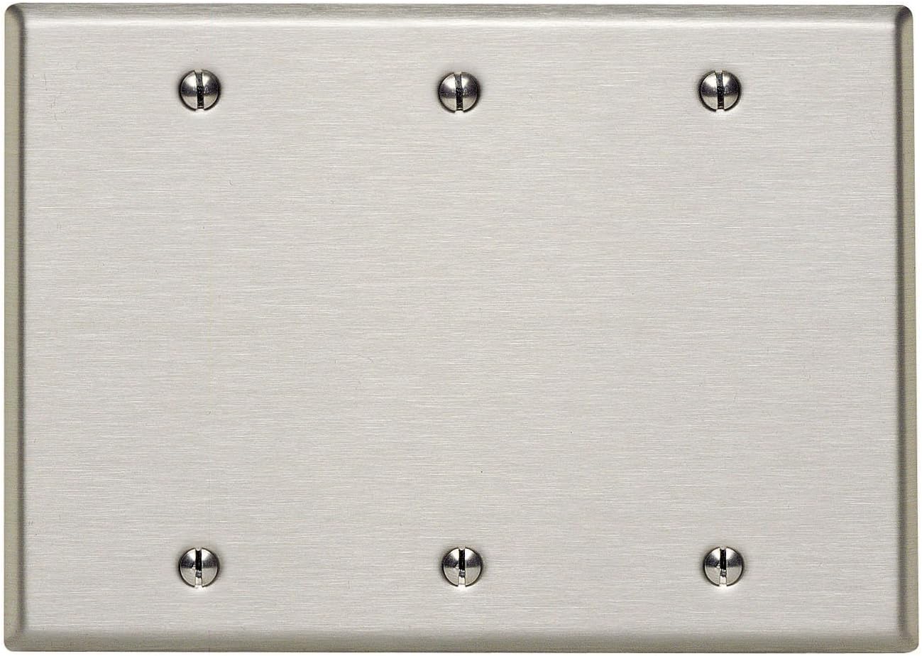 LEVITON Leviton 84033-40 3-Gang No Device Blank Wall Plate Standard Size Stainless Steel