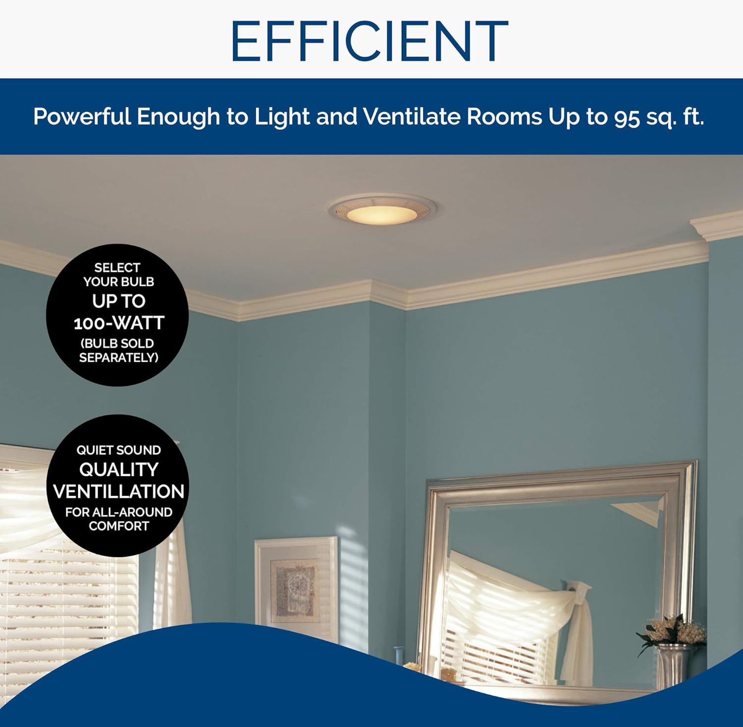 BROAN-NUTONE Broan-NuTone 8664RP Exhaust Fan and 100-Watt Incandescent Light with Glass Lens 100-Watts 100 CFM White