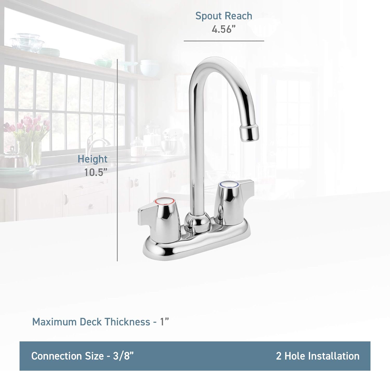 MOEN Moen 4903 Chateau Two-Handle High Arc Bar Faucet Chrome 0.5