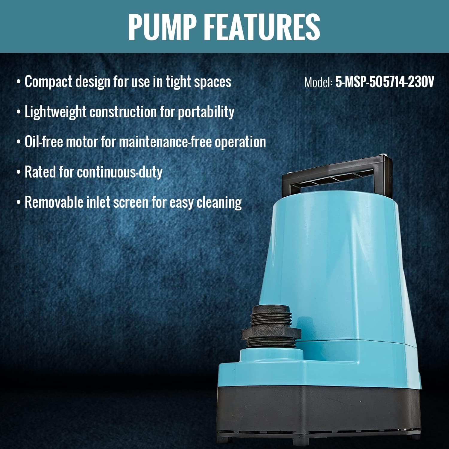 LITTLE GIANT Little Giant 505714 230V 1/6 HP 25 GPM Manual Utility Submersible Pump