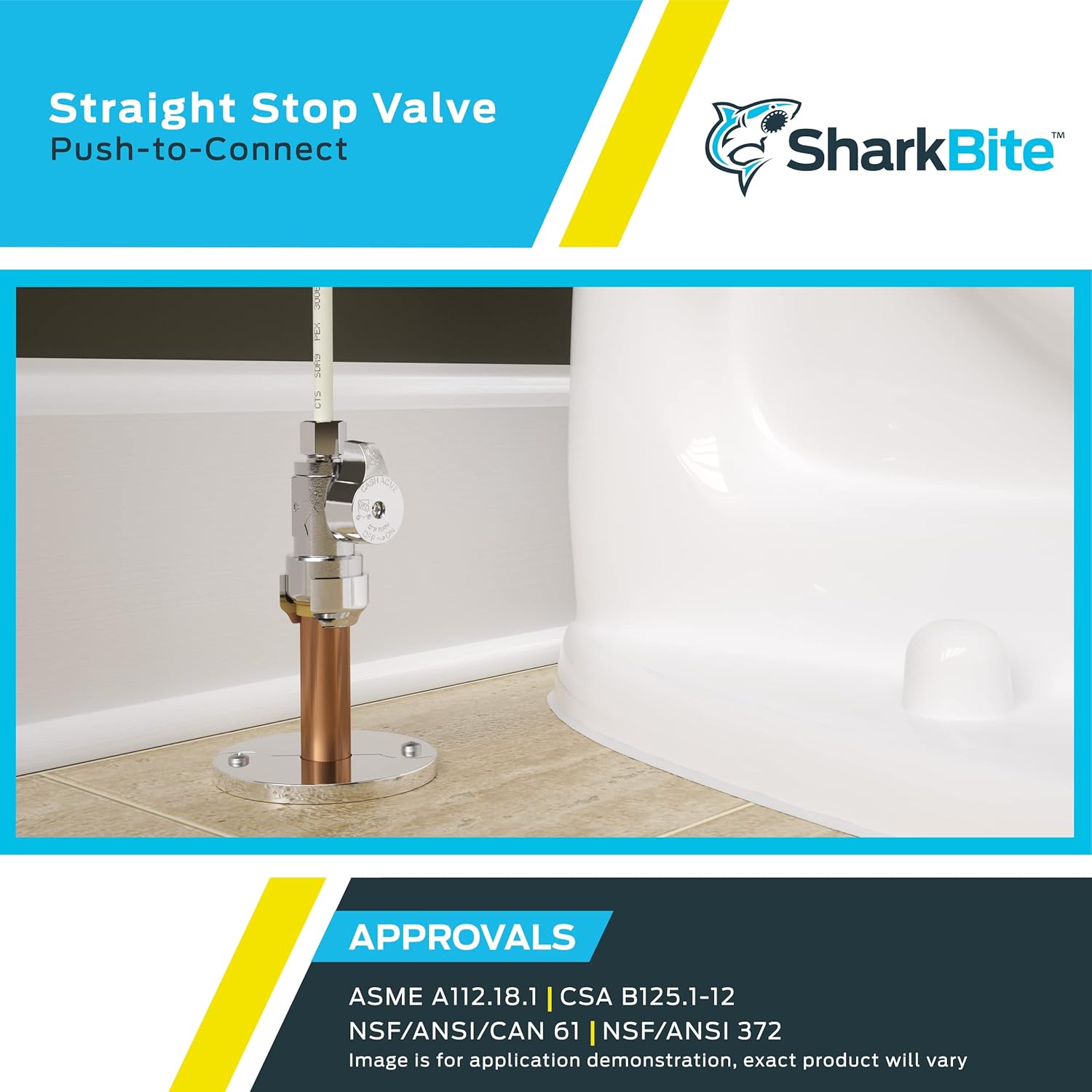 SHARKBITE SharkBite 23049-0000LF Straight Stop Valve 1/2 Push to Connect x 1/4 Inch