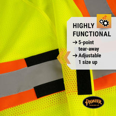 Pioneer V2510860U-4/5XL Safety Vest Hi-Vis Yellow Flame Resistant 4/5XL