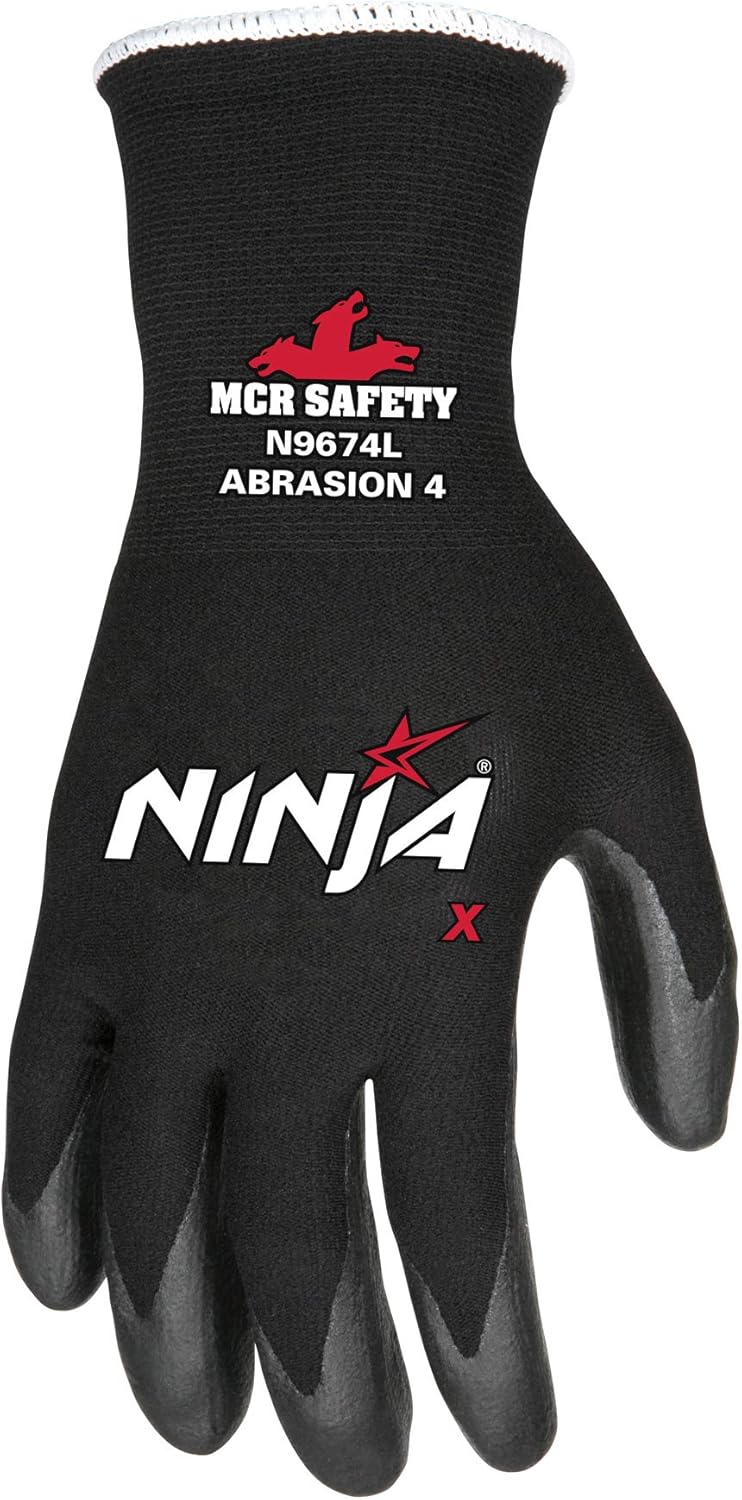 MCR SAFETY MCR Safety N9674M Ninja X Work Gloves Medium Bi-Polymer Coated