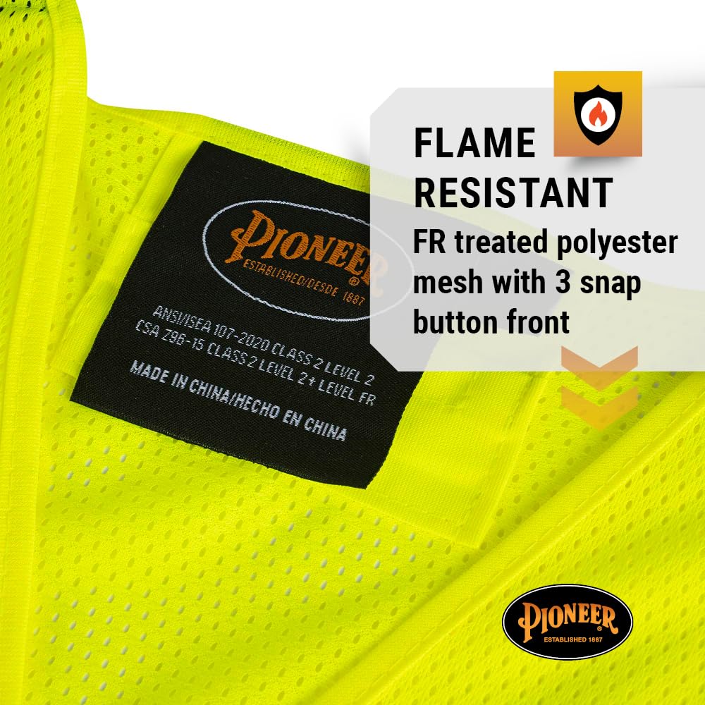 PIONEER Pioneer V2510860U-4/5XL Safety Vest Hi-Vis Yellow Flame Resistant 4/5XL