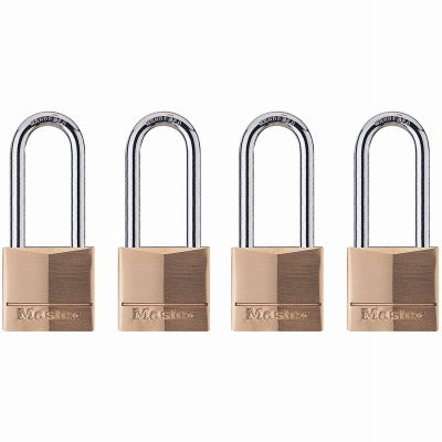 MASTER LOCK Master Lock Co 140QLH Brass Long Shackle Padlock 4 Pack