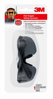 3M 3M 47011H1-DC Flat Temple Safety Glasses Black Gray