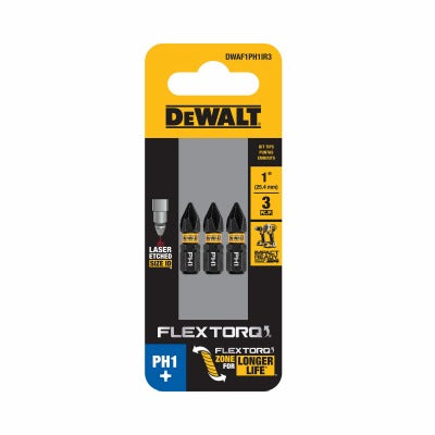 DEWALT Dewalt Accessories DWAF1PH1IR3 PH1 Impact Bit 1 Inch 3 Pack