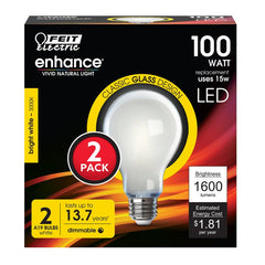 FEIT ELECTRIC Feit Electric A100/930CA/FIL/2 A19 Filament LED Bulb 15W (2-Pack) Replaces 100W
