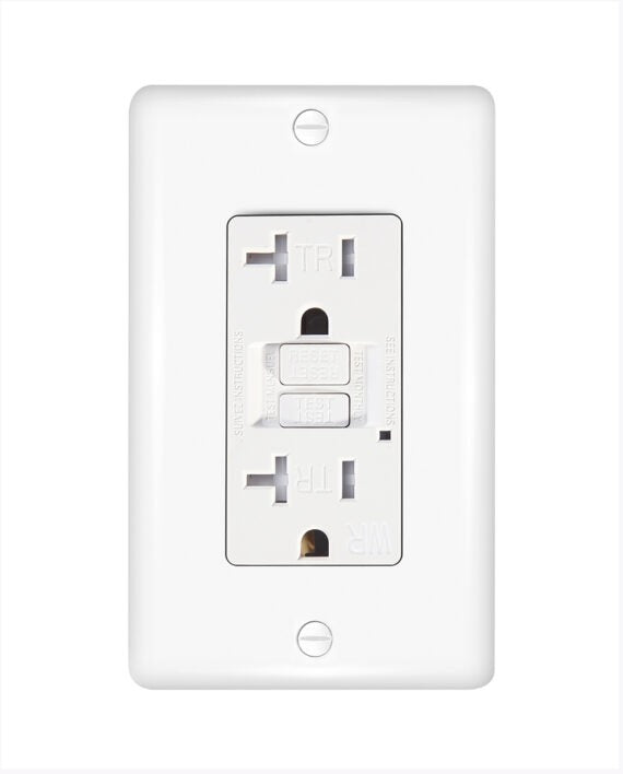CYBER TECH LIGHTING Cyber Tech Lighting GLS20ATRWR-WH Weather Resistant Tamper Resistant Self-Testing GFCI 20A (Two Outlets, With Wall Cover)