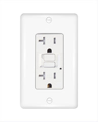 CYBER TECH LIGHTING Cyber Tech Lighting GLS20ATRWR-WH Weather Resistant Tamper Resistant Self-Testing GFCI 20A (Two Outlets, With Wall Cover)