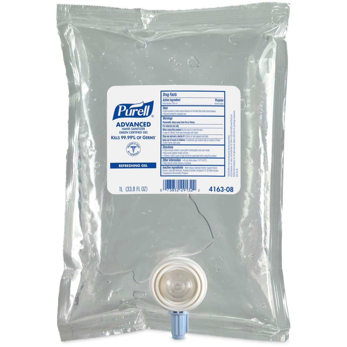 GOJO Gojo GOJ416308 green certified sanitizing gel refill 33.8 oz pack of 8