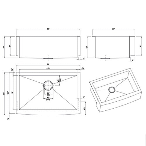 DAKOTA Dakota Plumbing Products DSZ-A3020SV Farmhouse Kitchen Sink