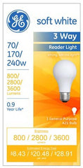 GE G E Lighting 15846 3-way Reader Bulb 70/170/240W A23 6 Pack