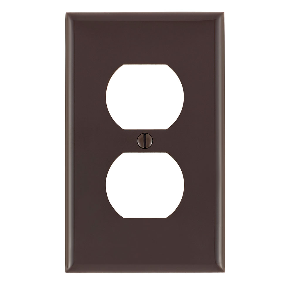 LEVITON Leviton 80703 1-Gang Duplex Device Receptacle Wallplate Standard Size Thermoplastic Nylon Device Mount Brown